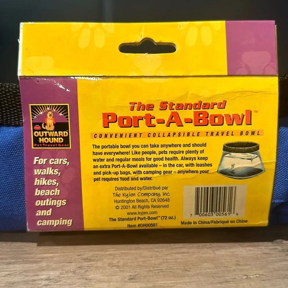 Outward Hound Travel Pet Food Bowl Port-A-Bowl 72 oz Blue Collapsible Water Food